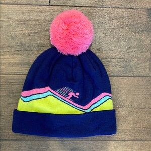 Shady Lady Mountain Blue Beanie with Pink Pom